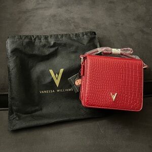 Vanessa Williams Vibrant Red Croc-Embossed Bag, New with dust bag,
